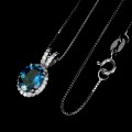 Naszyjnik elegancki delikatny naturalny London Blue topaz cyrkonie 925