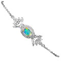 Delikatna elegancka bransoletka srebrna 925 naturalny ognisty opal cyrkonie