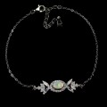 Delikatna elegancka bransoletka srebrna 925 naturalny ognisty opal cyrkonie