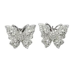 Srebrne eleganckie delikatne kolczyki cyrkonie 925 motyl 4