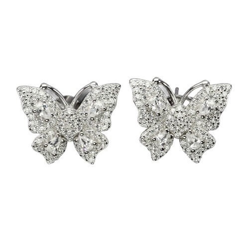 Srebrne eleganckie delikatne kolczyki cyrkonie 925 motyl 4