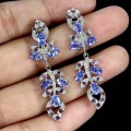 4 Kolczyki srebrne zjawiskowe eleganckie natural granaty rodolity tanzanity