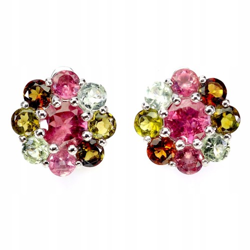 925 Srebrne delikatne kolczyki naturalne turmaliny granaty rodolity 4