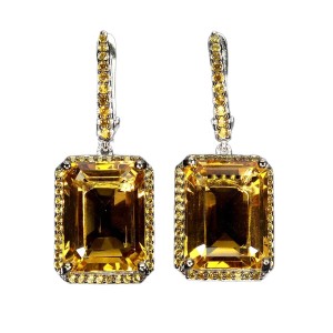 925 Zjawiskowe srebrne wiszące eleganckie kolczyki naturalne cytryny 4