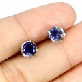 925 Piękne srebrne eleganckie delikatne kolczyki natural iolity kordieryt 4