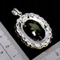 Wisiorek srebrny naturalny 29ct prasiolit (zielony ametyst) perły piękny