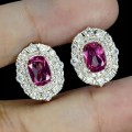 4 Piękne srebrne eleganckie kolczyki naturalne różowe topazy cyrkonie