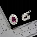 4 Piękne srebrne eleganckie kolczyki naturalne różowe topazy cyrkonie
