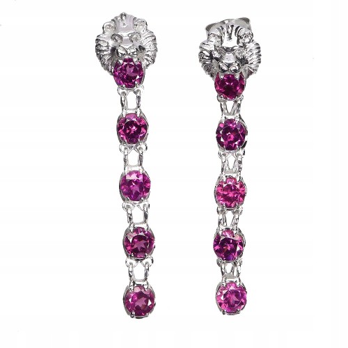 Delikatne 925 eleganckie kolczyki lew naturalne rodolity granaty wiszące 4