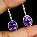 Kolczyki srebrne wiszące eleganckie delikatne naturalne ametysty 925 4