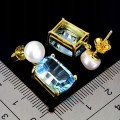 Zjawiskowe srebrne eleganckie kolczyki naturalne topazy sky blue perły 4