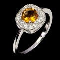 925 Pierścionek elegancki r 16 srebrny delikatny cyrkonie cytryn naturalny