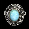 Pierścionek 925 zjawiskowy elegancki srebrny naturalny larimar r 15
