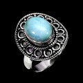 Pierścionek 925 zjawiskowy elegancki srebrny naturalny larimar r 15
