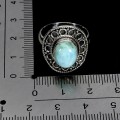 Pierścionek 925 zjawiskowy elegancki srebrny naturalny larimar r 15