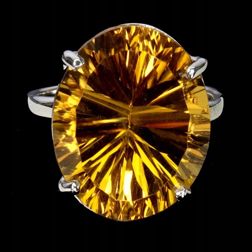 Zjawiskowy elegancki pierścionek srebrny naturalny 20ct cytryn r 17.5 925