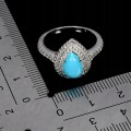 Srebrny piękny elegancki pierścionek turkus cyrkonie r 14 925