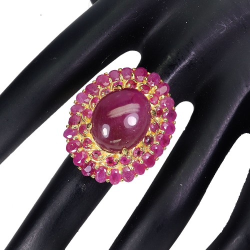 925 Srebrny zjawiskowy elegancki pierścionek naturalne rubiny r 14