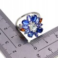 925 Pierścionek r 16 elegancki natural kianity tanzanity akwamaryn cytryny