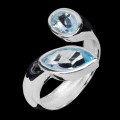 Pierścionek 925 zjawiskowy elegancki srebrny naturalne sky blue topazy r 20