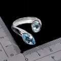 Pierścionek 925 zjawiskowy elegancki srebrny naturalne sky blue topazy r 20