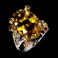 Zjawiskowy elegancki pierścionek naturalny 13ct cytryn granaty r 15 925