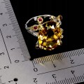 Zjawiskowy elegancki pierścionek naturalny 13ct cytryn granaty r 15 925