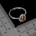 925 Pierścionek elegancki r 19 srebrny delikatny cyrkonie cytryn naturalny