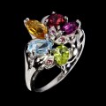 925 Pierścionek srebrny naturalny cytryn sky topaz oliwin granaty r 16.5