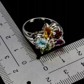 925 Pierścionek srebrny naturalny cytryn sky topaz oliwin granaty r 16.5