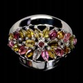 Pierścionek srebrny 925 elegancki naturalny granat turmaliny r 19.5