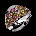 Pierścionek srebrny 925 elegancki naturalny granat turmaliny r 19.5