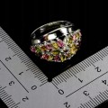 Pierścionek srebrny 925 elegancki naturalny granat turmaliny r 19.5