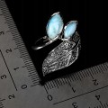 Pierścionek 925 zjawiskowy elegancki srebrny naturalne larimary r 14