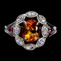Pierścionek 925 elegancki naturalne tanzanity cytryn granaty r 17