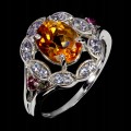 Pierścionek 925 elegancki naturalne tanzanity cytryn granaty r 17
