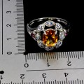 Pierścionek 925 elegancki naturalne tanzanity cytryn granaty r 17