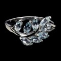 925 Pierścionek elegancki delikatny sky blue topazy naturalne r 16