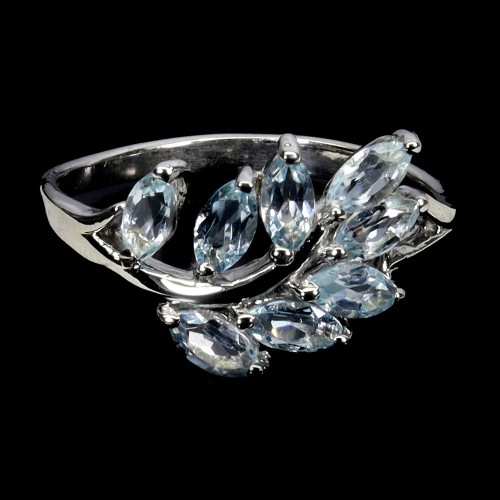 925 Pierścionek elegancki delikatny sky blue topazy naturalne r 16