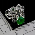 925 Pierścionek piękny naturalne markazyty zielona cyrkonia r 19 ośmiornica