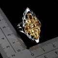 925 Zjawiskowy elegancki srebrny pierścionek r 16 naturalne cytryny