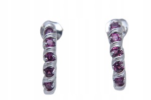 925 Srebrne eleganckie delikatne kolczyki naturalne granaty rodolity 4
