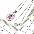 925 Delikatny elegancki naszyjnik naturalny różowy topaz cyrkonie piękny
