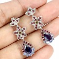 925 Delikatne kolczyki naturalne tanzanity iolity granaty szafiry Songea 4