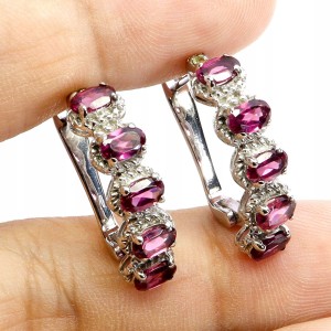 925 Srebrne zjawiskowe eleganckie kolczyki naturalne granaty oliwiny 4