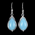 4 925 Eleganckie srebrne wiszące kolczyki naturalne chalcedony