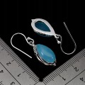 4 925 Eleganckie srebrne wiszące kolczyki naturalne chalcedony