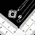 Elegancki srebrny 925 naszyjnik delikatny cyrkonie granat naturalny