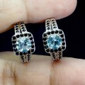 Srebrne eleganckie kolczyki naturalne topazy sky blue czarne spinele 4