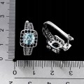 Srebrne eleganckie kolczyki naturalne topazy sky blue czarne spinele 4